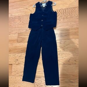 Florence Eiseman blue velvet vest and pant set 4T